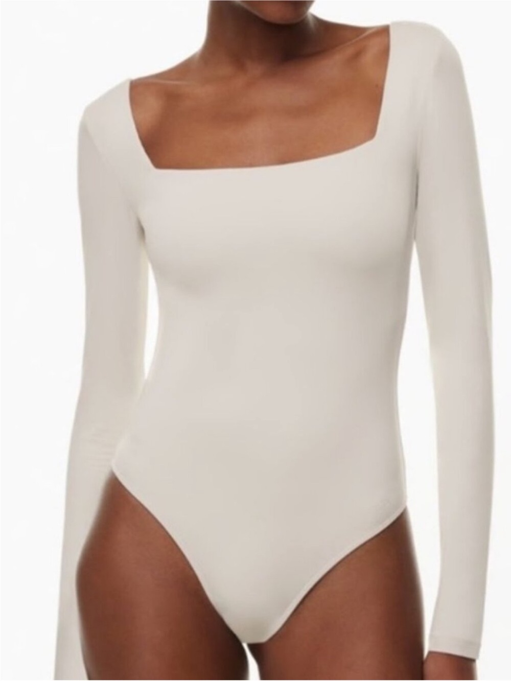 NWOT Aritzia Babaton Ivory Long-Sleeve Square-Neck Bodysuit - Picture 2 of 6